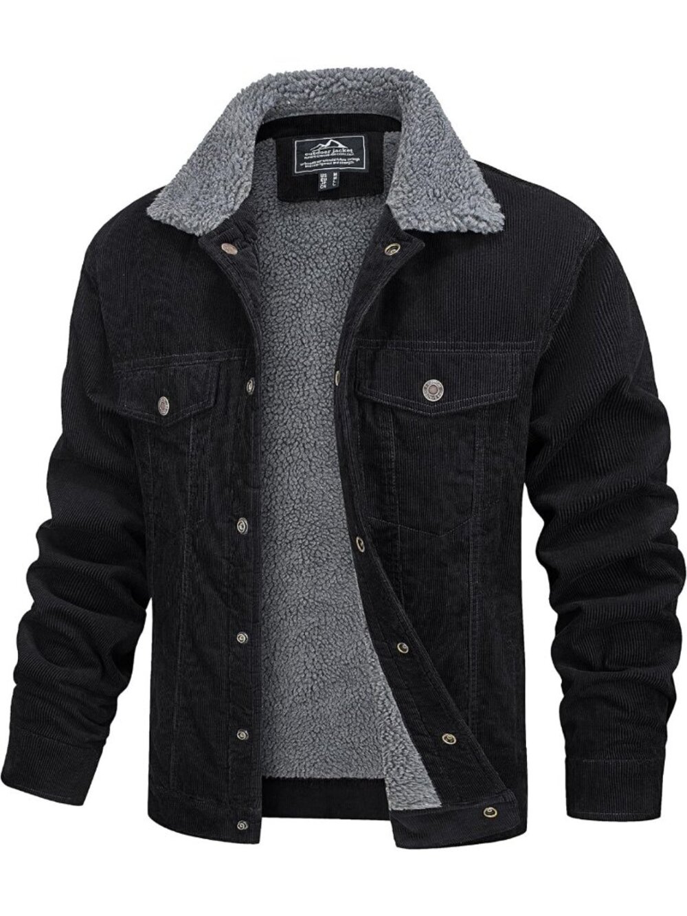 Cozy Men's Sherpa Lined Corduroy Jacket - Warm Thick Winter Coat, Stylish